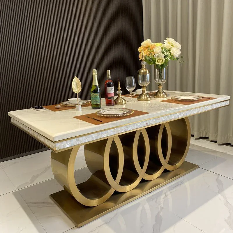 Furniture Leg Set - # ชุดโต๊ะรับประทานอาหารหินอ่อนทรงสี่เหลี่ยมหรูหราทันสมัยเก้าอี้ 6/8 ที่นั่งพร้อมขาสแตนเลสสําหรับเฟอร์นิเจอร์ห้องรับประทานอาหาร