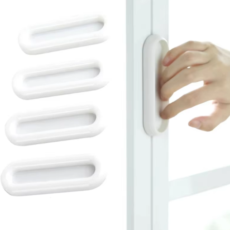 Furniture Hardware China - มือจับประตูแบบติดเอง 4 ชิ้น รูปทรงวงรี สำหรับประตูภายใน กระจก