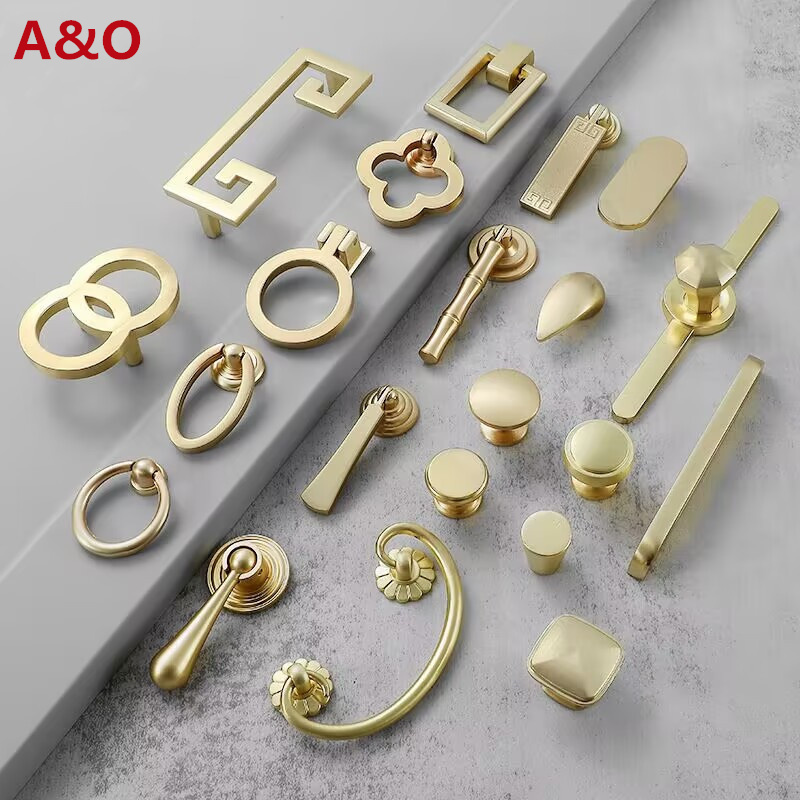 Furniture Hardware China - จับลิ้นชักตู้เฟอร์นิเจอร์ครัวจับสำหรับตู้ประตู Knob ลิ้นชักเฟอร์นิเจอร์ห้องครัวทอง Single แหวนลูกบิด