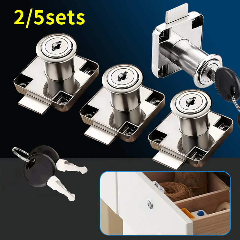 Used Furniture Hardware - 2/5 ชุดตัวล็อคลิ้นชักพร้อมกุญแจ, อุปกรณ์ฮาร์ดแวร์, ตัวล็อคตู้เฟอร์นิเจอร์, ใช้สำหรับล็อคลิ้นชักตู้ข้างเตียง