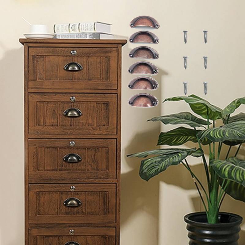 Furniture Hardware Items - มือจับโลหะ 6 ชิ้น ลูกบิดลิ้นชักดีไซน์โค้ง—อุปกรณ์ฮาร์ดแวร์ที่จำเป็นสำหรับบ้าน