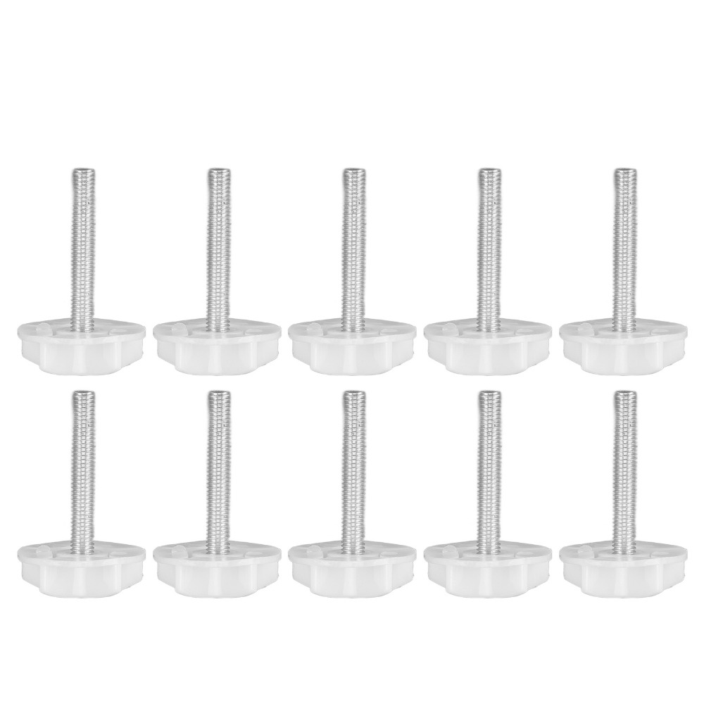 Furniture Leveling Hardware - ขาปรับระดับเฟอร์นิเจอร์แบบสกรูสีขาว 10 ชิ้น ความยาวสกรู 50 มม.