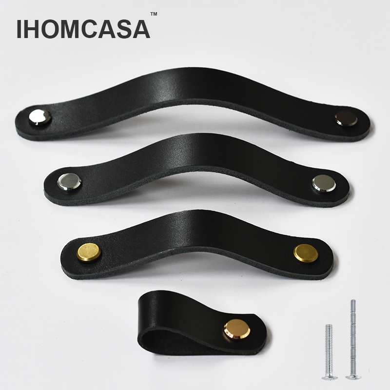 IHOMCASA หนังสีดํา Knobs ตู้ตู - Furniture Hardware China บทวิจารณ์และราคา